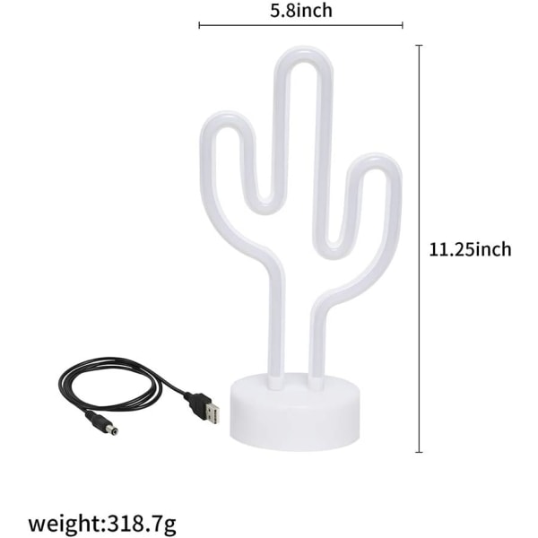 Kaktus LED Neonlampa, Symbolen Kaktus Neon Barnens Nattlampa Med Bas Rum Dekoration Batteri Usb Drivna Kaktuslampa.