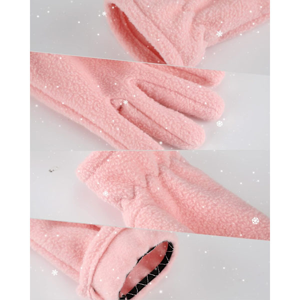 4 par barn fleecehandskar vinter varma handskar full finger polar vantar för pojkar flickor barn utomhusaktiviteter, rosa, beige, röd, ros röd, L