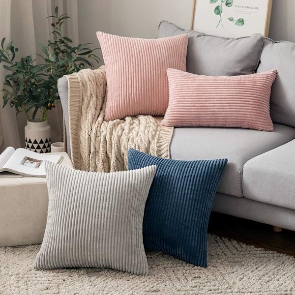 Pakke med 2 fløjls pudebetræk 12 x 20 tommer lændepudebetræk lyserøde pudebetræk til sofa soveværelse sofa