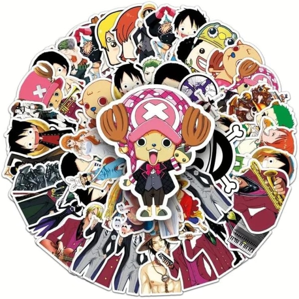 56 kpl Anime One Piece Luffy -tarrat - Täydelliset muistikirjaan, moottoripyörään, rullalaudalle, tietokoneeseen, matkapuhelimeen - sarjakuvalelujen inspiroimat tarrat