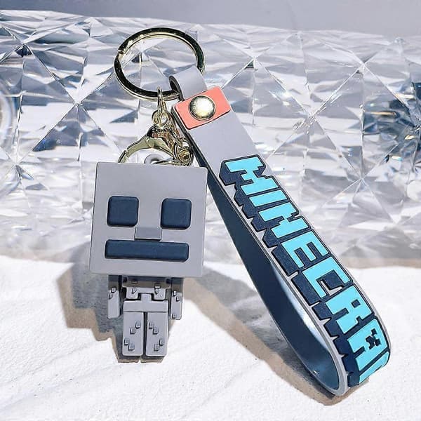 Minecraft Keychain Bag Charm Pendant Keyring Model Dolls Christmas Gift Present Grey
