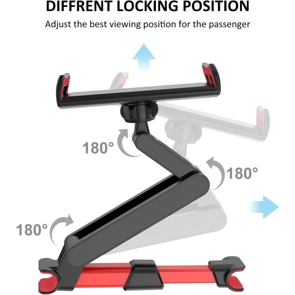 360° pyörivä auton niskatuen pidike, säädettävä auton takaistuimen pidike, yhteensopiva kaikkien 4\"-11\" tablettien, matkapuhelinten, iPad Air Minin, Samsungin kanssa