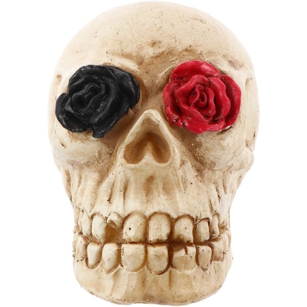 Hjemmeinnredning LED Day of the Dead Blomsterskalle Statue Lys Halloween Figur Nattlys Resin Horror Skull Prop