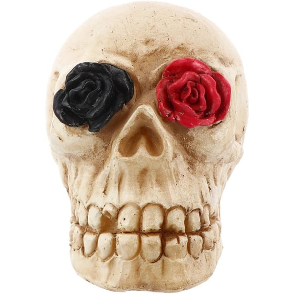 Home Decor LED Day of the Dead Flower Skull Statue Light Halloween Figur Nat Light Resin Horror Skull Prop