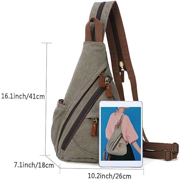 Canvas Sling Bag - Liten Crossbody Ryggsäck Axelväska Casual Dagryggsäck för Män Kvinnor