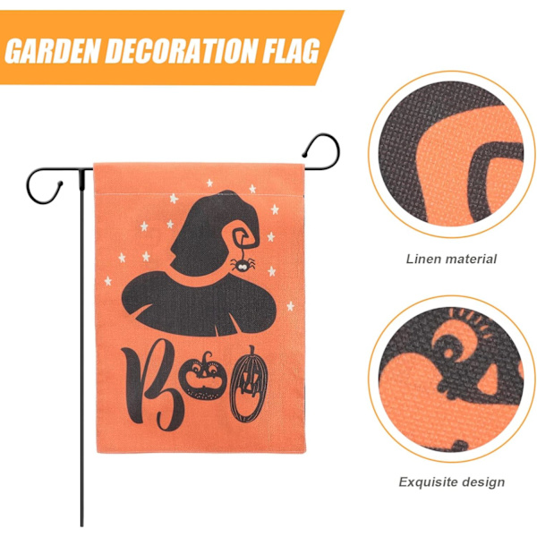 Flag 2 stk. Halloween Have Flag Skull Spider Web Welcown Welcome Dobbeltsidet Burlap Have Tegn til Hængende Dekoration Udendørs Efterårs Dekor