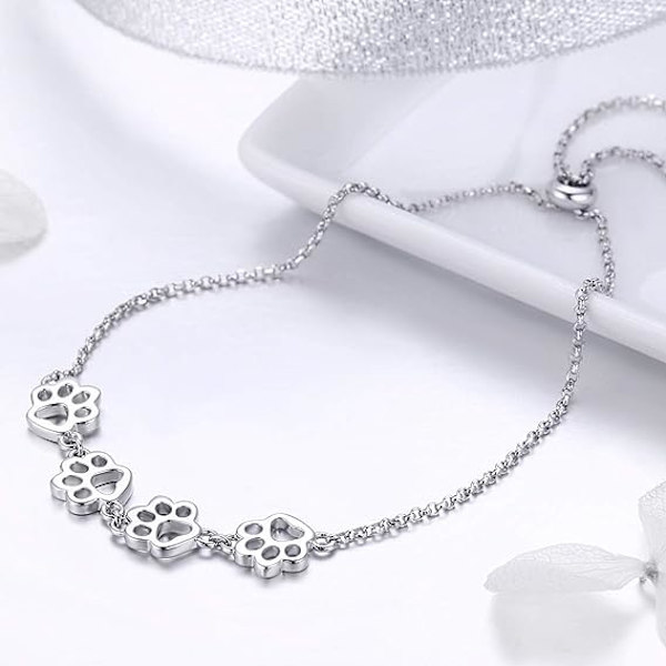 925 Sterling Sølv Hund Katt Potetrykk Armbånd Katt Armbånd Justerbare Armbånd for Kvinner Jenter Hund Mamma Kjæledyr Elsker Gaver Smykker…