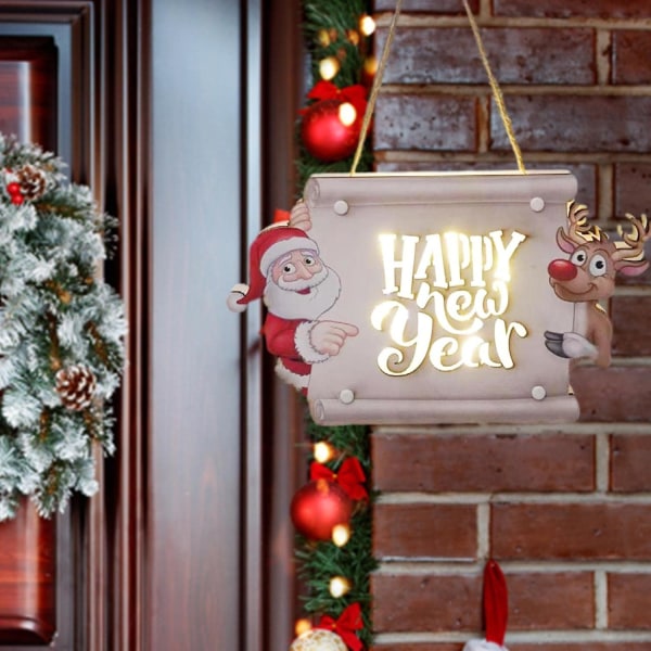Hengende juledørskilt med lys | Festrekvisita med juletema - Festrekvisita med juletema - Veggdekor i inngangsdør