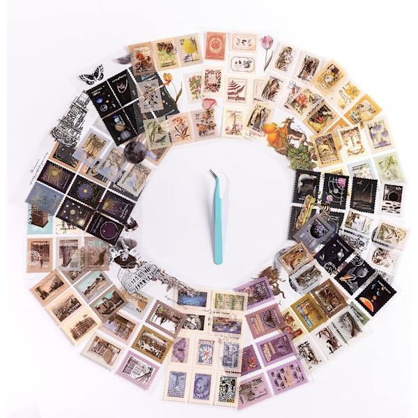 Scrapbog Mærkat Sæt. Vintage Transparent Dyr Frimærker Æstetiske Voksne Scrapbooking Tilbehør Mærkater til journal pincet 20Ark/180Stk