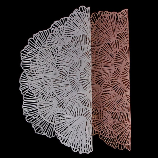 6 st Bladformade Placemats, Tvättbara Placemats Värme- och Fläckbeständiga Mattor Miljövänliga, Guld