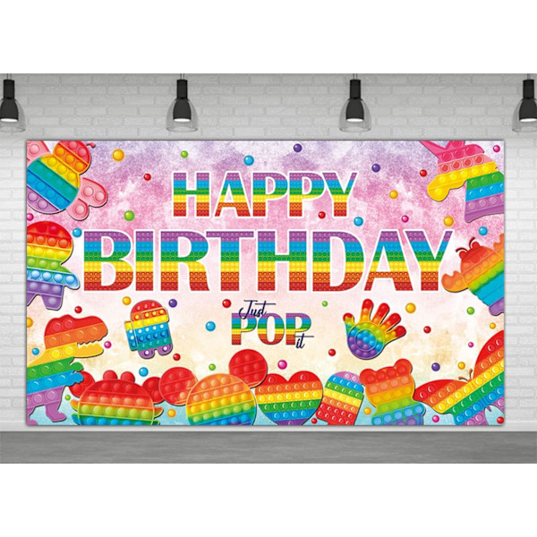 Suuri Pop Push -kupla Onnellinen syntymäpäivä Tausta Peli Juhlatarvikkeet Koristeet Fidget Teema Valokuvaus Tausta (6 X 3,6 FT)