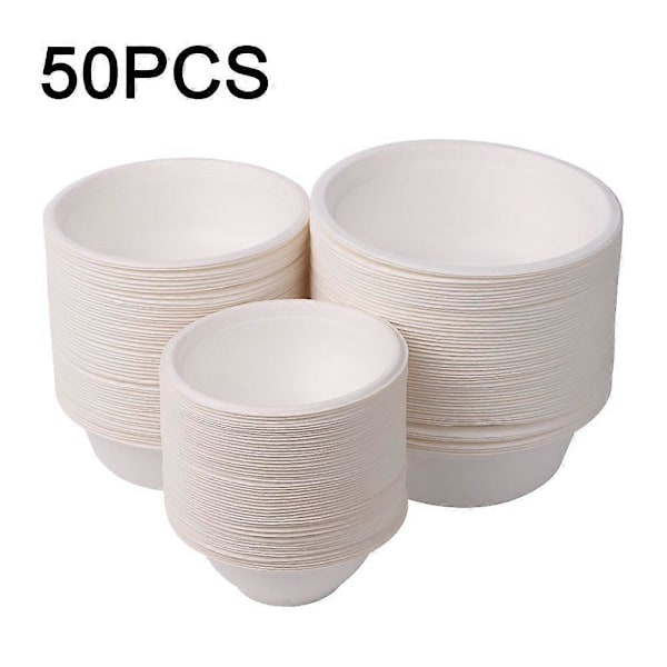 50 KPL/Pakkaus 220/350/500ml Kertakäyttöiset Astiat Ympäristöystävällinen Valkoinen Paperikulho Juhlatarvikkeet 500ml