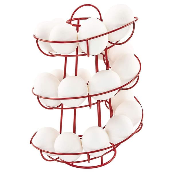 Eggedispenser, spiralformet eggspiraldesign, eggstativ oppbevarer rød KLB