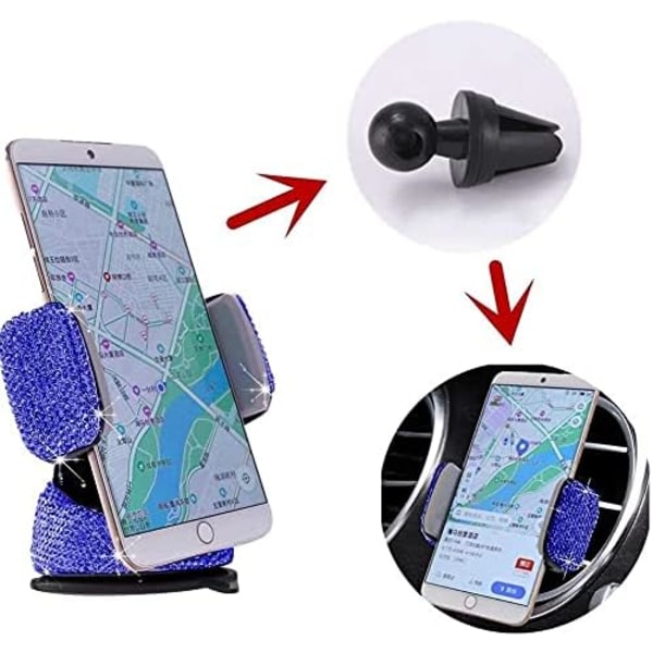Biltelefonhållare Rhinestone Universal telefonhållare 360 ​​graders justerbar telefonhållare Instrumentbräda Luftfläkt Navigation Bil