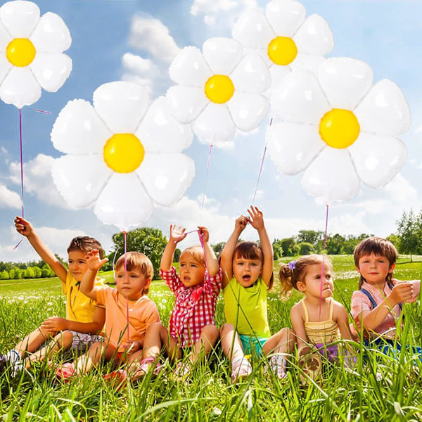 14 stk. Daisy Flower folie balloner til en eller to groovy festdekorationer Piger Daisy tema fødselsdagsfest, hvid