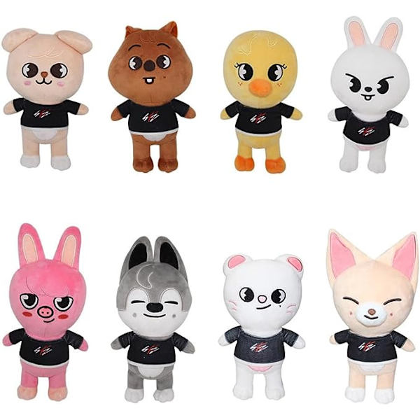 Gosedjur söt mjuk plyschdjur leksaker för barn barn present (7,8 tum) Leeknow Hyunjin kudde (rosa kanin)