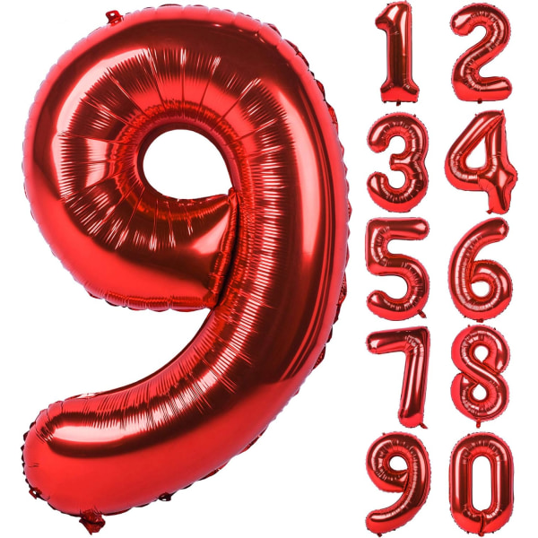 40 tommer rødt store tall 0-9 bursdagsfestpynt heliumfolie mylar stort tall ballong digital ni