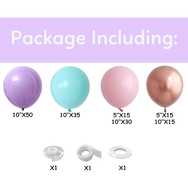 Violetti ilmapallokaari Garland Kit 160kpl Pastelli Pinkki Dusty Violetti Chrome Rose Gold Syntymäpäivä Ilmapallo Baby Shower Hääjuhla Koristelu