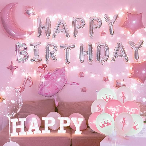 Ballon Dekorationer til Ballet Fest, 18 stk. Dansende Ballerinaer Rosa Hvide Balloner til Pige Prinsesse Fødselsdag Baby Shower Bryllupsfest Dekorationer