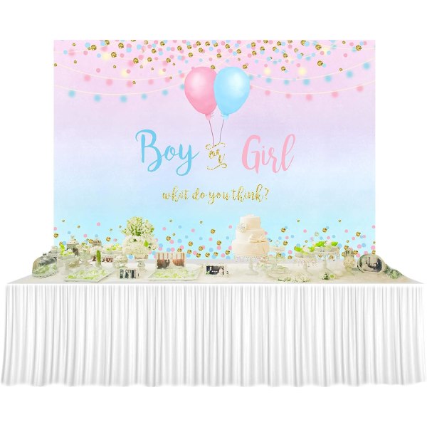 Pojke eller flicka Kön avslöja bakgrund Blå Rosa Prickar Ballong Fotografi Bakgrund 7x5ft Vinyl Kön avslöja Baby Shower Party Banner Bakgrunder W-1860
