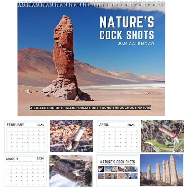 Rooster Nature Kalender 2024 | Naturens Dick Pics Prank Present | Hängande Väggkonst Månadsfamiljekalender | Roliga och Hilariska Presenter till Vuxna