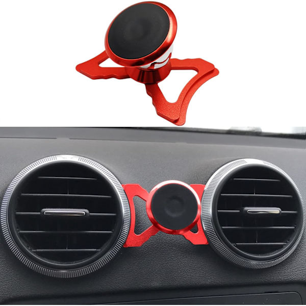 Magneettinen puhelinteline autoon, yhteensopiva Audi A3 8P:n ja Audi S3 8P:n kanssa, sopii älypuhelimille ja GPS:lle, 360 asteen kierto (punainen)