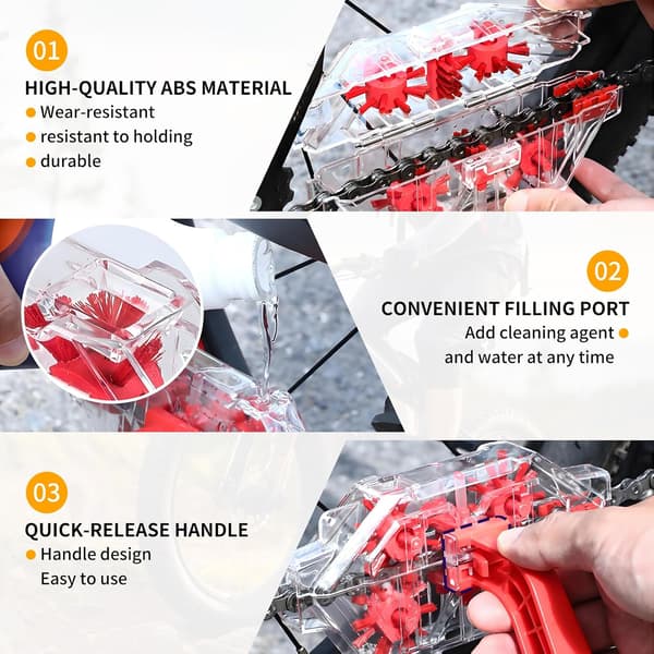 Transparent Bicycle Chain Cleaner, Compact and Multifunctional Chain Washer for Use with Bicycle Chains.