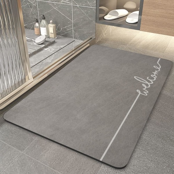 Superabsorberende skridsikker gulvmåtte, hurtigtørrende, tynde bademåtter, vaskbare badeværelsestæpper, brusebadsmåtte til badekar (50 x 80 cm)