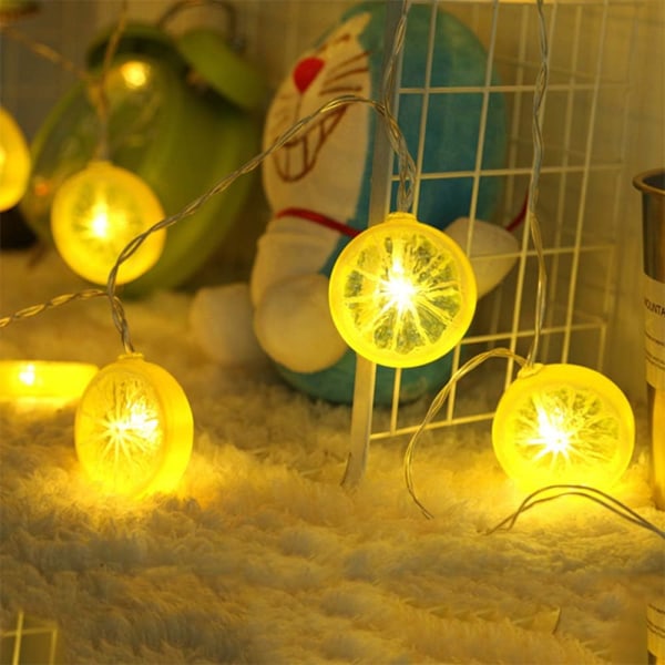Citron-dekorationslys med 20 LED, batteridrevne, varme blinkende julelys til køkken, fest, bryllup, festival, boligdekorationer, 9,8 fod/3m