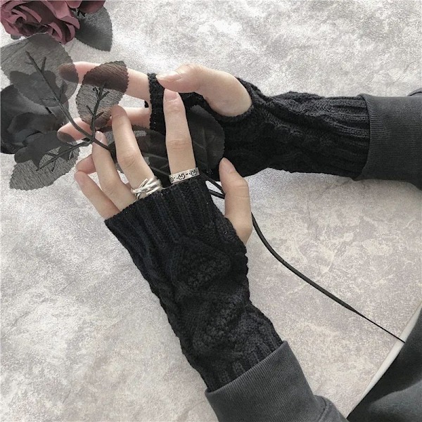 3 par halvfinger handsker luffer kvinders handsker vinter strikket varme simple elegant,B