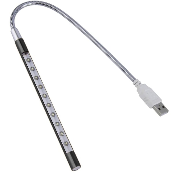 Let USB LED 5V 1W 10 LED Lang Gåsehals Touch Dimmer Lampe Bærbar Computer Tastatur Nattelys - Sort