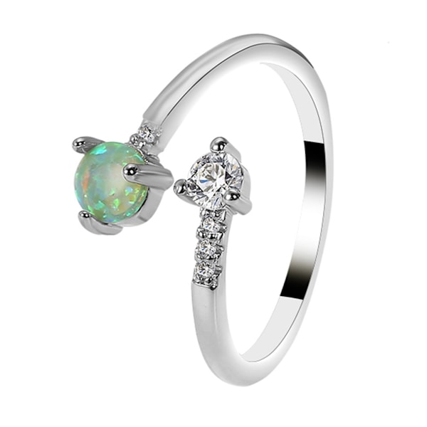 14K forgyldt justerbar skabt opal ring | Stablebare ringe | Guldringe til kvinder (hvid/grøn)