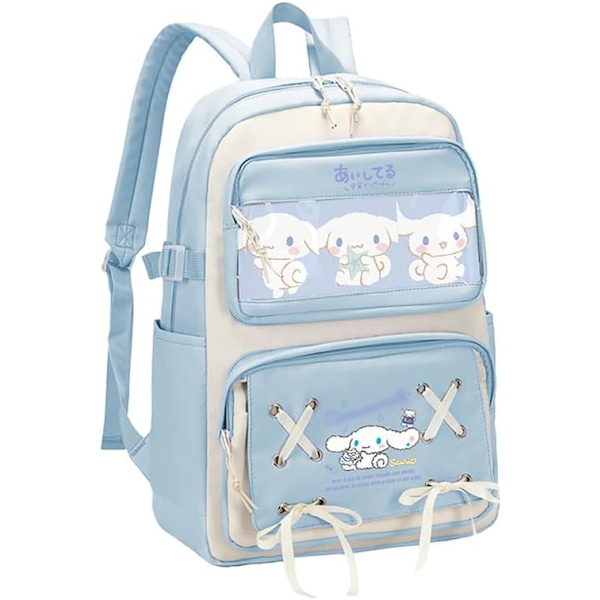 Anime Kanel Ryggsäck med Pin Kawaii Ita Väska Ljusblå College Skolväska Cool Resväska för Tonårspojkar Skolsäsong Presenter-ljusblå