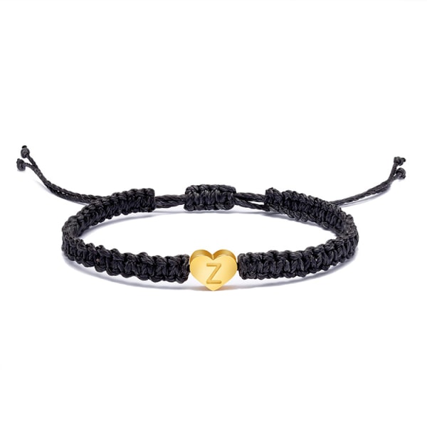 14K forgyldt hjerte initial streng armbånd håndlavet reb flettet armbånd minimalistisk smykker matchende par armbånd