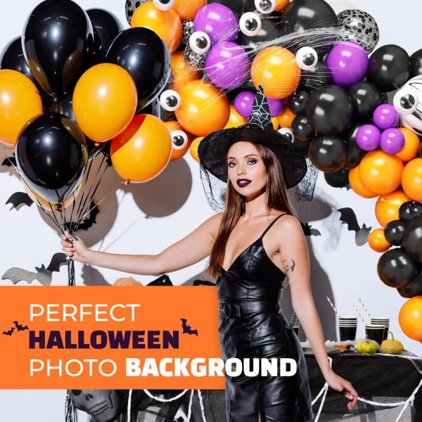 Halloween Ballong Garland Arch Kit - 165 delar - Orange Svart Lila Latexballonger, Fladdermöss - Fest & Födelsedag Halloween Dekorationer Inomhus