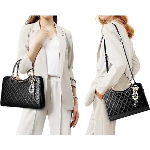 Skinnende Laklæder Dame Punge Satchel Håndtasker Damer Mode Top Håndtag Håndtasker Crossbody Skuldertasker