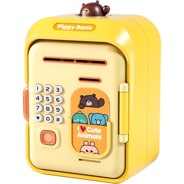 Sparegris Legetøj Elektronisk Mini ATM-sparemaskine med personlig adgangskode og fingeraftrykssimulering - Musikdåse med sange, øl