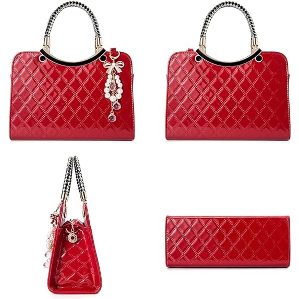 Skinnende Laklæder Dame Punge Satchel Håndtasker Damer Mode Top Håndtag Håndtasker Crossbody Skuldertasker