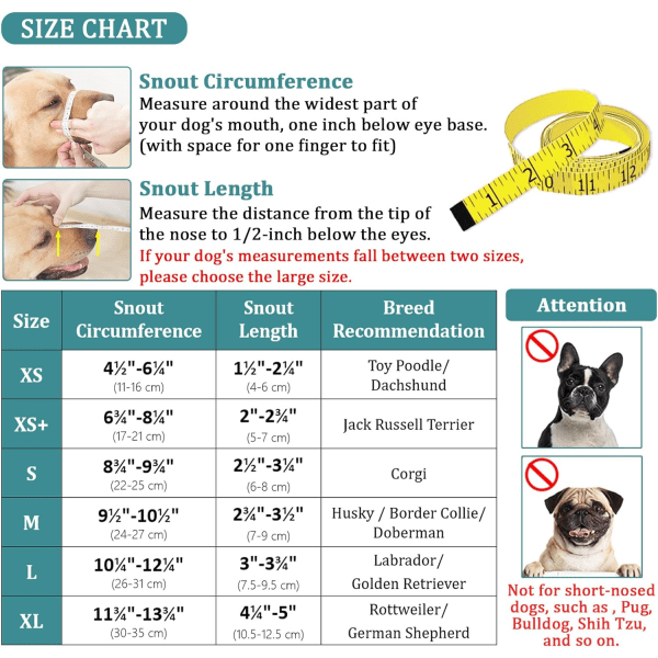 Hundemunnbind, mykt mesh-dekket munnbind, munnbind for beskyttelse mot forgiftet agn med justerbare stropper, forhindrer biting, tygging og slikking (XS+, grå)