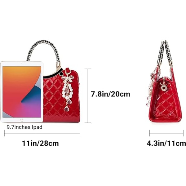 Skinnende Laklæder Dame Punge Satchel Håndtasker Damer Mode Top Håndtag Håndtasker Crossbody Skuldertasker