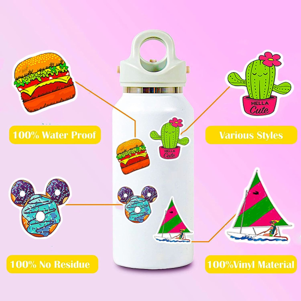 200 PCS Cute Aesthetic Stickers Bulk for Kids Teens, Vinyl Vsco Waterproof Stickers for Water Bottle Laptop Phone Skateboard