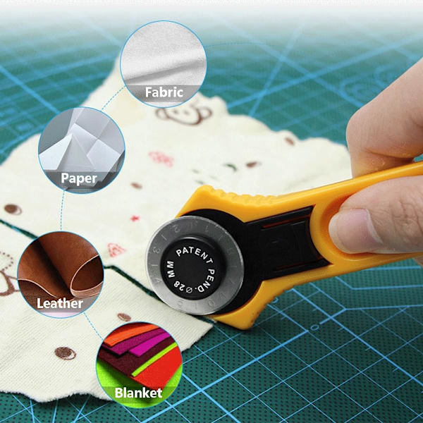 Pyörivä leikkuupyörä, 28 mm ergonominen kahva, kangasleikkuri, manuaalinen leikkaustyökalu nahalle, ompelulle, paperille