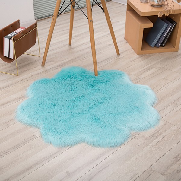 Faux Fåreskind Uld Tæppe, Syntetisk Fåreskind Fluffy Blødt Luksus Uld Sofa Tæppe Pude Dekorer Din Stue og Soveværelse (45cm, Lyseblå)