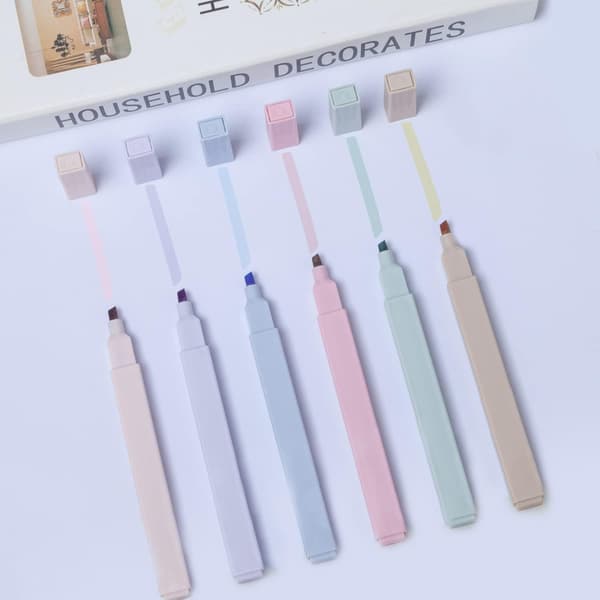 Highlighters, with chisel tip, no bleed, quick dry, easy to hold, for Bible, notes, school supplies, 6-pack