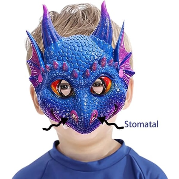 Blå, Halloween Børnemaske Dragemasker Maskerademaske Fødselsdagsjulegave til børn til drenge og piger
