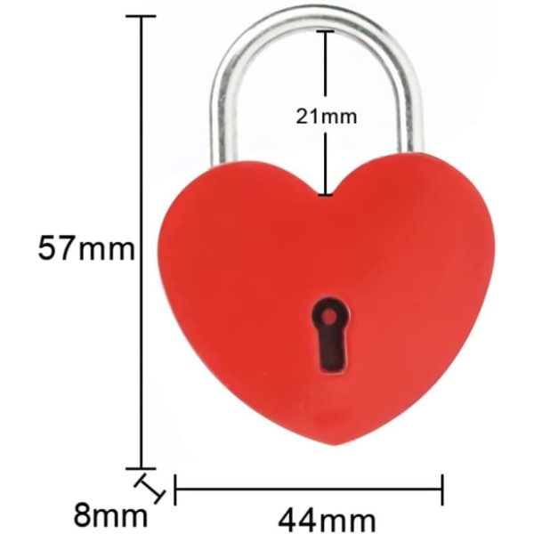 Hjärtformat hänglås med nyckel, kärlekshänglås, minihänglås för älskare, bröllop, alla hjärtans dag, födelsedag, resor, dagbok