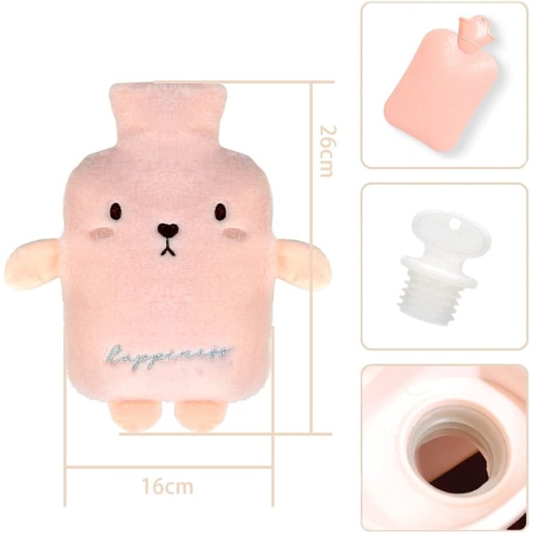 Removable And Washable Hot Water Bottle, Hot Water Bottle, Plush Hot Water Bottle Provide, Knitted , Rubber With Plush Cover, With Cover, A, 1000ML