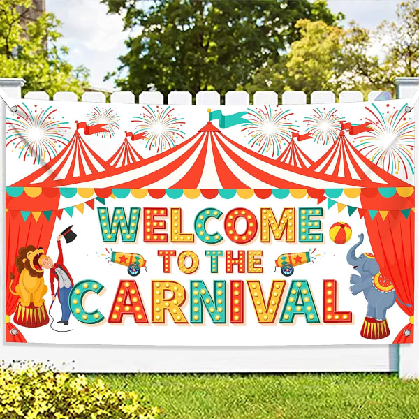 XtraLarge Tervetuloa karnevaalitaustalle - 72x44 tuumaa | Karnevaalibanneri karnevaaliteemajuhlakoristeisiin | Sirkusteemaiset juhlakoristeet