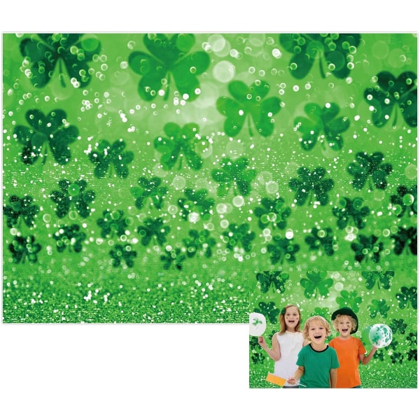 7x5ft Happy St. Patrick's Day Bakgrunn Vår Bokeh Paljetter Lykkelig Grønn Shamrock Bakgrunn for Irsk Festival Feiring Fest Dekor Banner