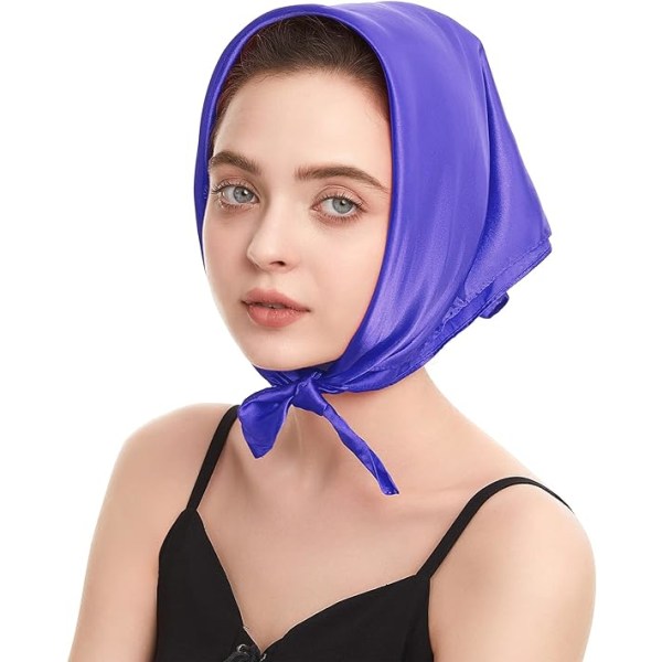 Sidenkänsla Halsduk Kvadratisk Chiffon Halsduk Enfärgad Bandanas Retro Halsdukar för Kvinnor Halsduk Väska Halsduk